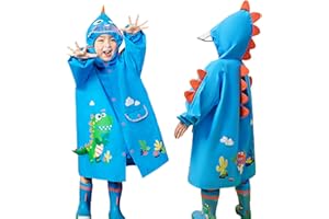 Fewlby Chubasqueros Impermeables Niños Niñas Poncho de Lluvia Ligero Chaqueta Impermeable Abrigos con Capucha Infantiles Reutilizable Traje de Lluvia