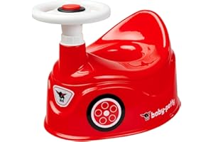 BIG SPIELWARENFABRIK BIG-Baby-Potty - Lerntöpfchen im BIG-Bobby-Car Design mit abnehmbarem Lenkrad und hoher Rückenlehne, herausnehmbarer Einsatz, für Kinder ab 18 Monaten, aus Kunststoff, Rot