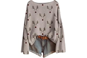 GENERISCH Weihnachtspullover Damen Lustige Strickpullover Baumwolle Weihnachtspulli Weihnachten Pullover Christmas Sweater Herbst Winter Sweatshirt ohne Kapuze Weihnachtskostüm Weihnachtsshirt Oberteil Tops