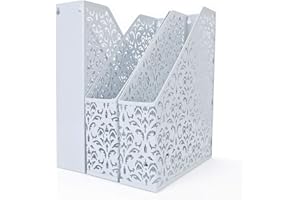EasyPAG Desktop Metal Office Desk Tidy A4 File Holder Paper Organiser Magazine Storage Filing Rack,Pack of 3,White