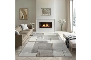 the carpet Pearl - Tappeto moderno a pelo corto, per soggiorno e camera da letto, motivo geometrico, a quadri, 160 x 220 cm, colore beige