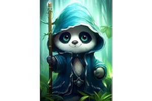 DIUJHUUY 5D Diamond Painting Kits,Digital Drawing Kits,Diamond Art Accessories,DIY Arts Craft Supply for Adults, Children's Beginners, Home Wall Decoration Gifts - Cartoon (Bamboo Stick Panda)