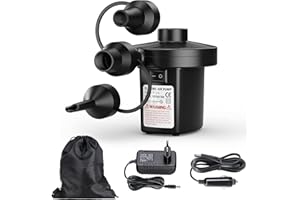 MOTORENBAU Pompe à Air Électrique Gonfleur Dégonfleur,Pompe électrique,gonfleur électrique avec 3 Buses d'air, pour Camping en Plein air, Tapis gonflables, gonflage et dégonflage de piscines