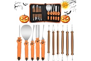 VOTHEN 11 Kit Intaglio Zucca Halloween, Pumpkin Carving Decorazione con Manico in Gomma Morbida, Intaglio Creativo di Zucche, Strumenti Fai da Te per Intagliare Zucche di Halloween, con Borsa con Cerniera