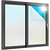 rabbitgoo Fensterfolie Blickdicht Milchglasfolie mit Gitter Matt 115x200cm | Sichtschutz & Blickschutz von Außen, Selbsthafte