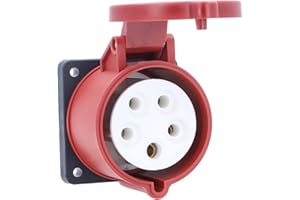 as - Schwabe presa CEE a Parete - Presa CEE - 400V/32A/5-pin/6h - Dimensioni flangia 75 x 75 mm - Dimensioni foro 60 x 60 mm - Spina resistente agli urti - Resistente agli spruzzi IP44, 60441