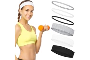 ‎BECELLEN Becellen 6 Stück Elastische Sport-Stirnbänder Satz, rutschfeste Haarband Unisex Feuchtigkeit Wicking Stirnband für für Laufen, Radfahren, Yoga, Basketball (2 Breiten)