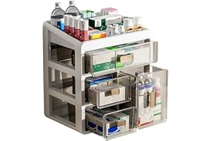 ‎SONHOMAY Sonhomay 4-stöckiger Medikamentenschrank-Organizer, Kunststoff-Aufbewahrungsbox, Familien-Medizin-Box, Vitaminen- und Nährstoff-Organizer