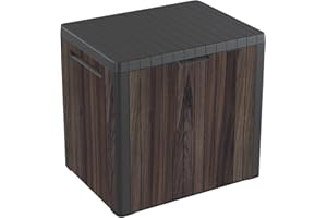 Keter Signature 113L City Outdoor Garden Storage Box - Rosewood | Compact, Weather‑Resistant Storage with Lockable Lid & Multi‑Functional Design