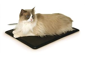 K&H PET PRODUCTS Heated Extreme Weather Cat Pad Outdoor, Waterproof Cat Heated Bed, Pet Warmer for Outside and Feral Cats, Indoor and Outdoor Warming Cat House Mat, Black Small 12.5x18.5in 40W