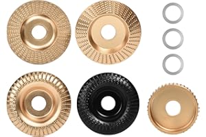 Funnytek Juego de 5 discos abrasivos de madera para amoladora angular, disco para tallar madera, metal duro, herramienta de carpintería, amoladora angular para moldear, lijar y cortar, 100/22 mm