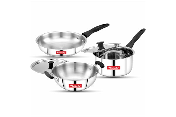 Butterfly Classic Stainless Steel Cookware 5 Pcs Set, Silver