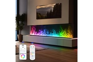 Mexhom Camino a vapore, camino elettrico, camino elettrico da incasso, effetto fiamma 3D a 9 colori, camino con telecomando APP [150cm, Nessun calore.]