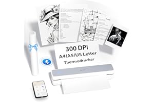 iDPRT MT610 Tragbarer Thermodrucker,Mobiler Drucker A4 für Unterwegs,A4 Kompatibel mit Windows,iOS,Android, 300dpi Monochromer Reisedrucker für Hause, Lernen, Schwarz