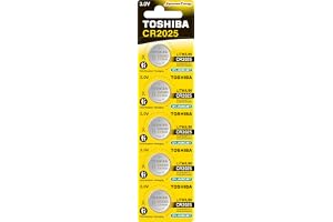 TOSHIBA CR2025 3V Lithium Coin Cell Battery Pack of 5 batteries