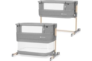 Kinderkraft NESTE GROW Łóżeczko dziecięce 3 w 1, Łóżeczko dostawne, Łóżeczko dla niemowlaków od urodzenia do 2 lat, Regulowana wysokość, Łatwy montaż, Materacyk i Torba w zestawie, Jasnoszary