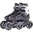 PAPAISON Adult Adjustable Inline Skates for Men Women with 3 100mm Wheels, Outdoor Blades Female Male Fitness Speed Racing Skates, Roller Skates for Teens Boys Girls