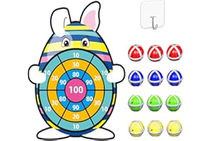 GEMKARRY Ostern Geschenke Kinder, Ostern Deko Dartscheibe Kinder Mit 12 Klebrigen BäLlen FüR Hase Design Kinder Dartscheibe FüR Osternfeiern Ostern Basteln Geschenke Kinder FüR Klett Dartscheibe Kinder ab 4-10