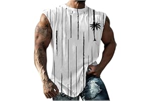 HAOLEI Gym Vests for Men UK Sale Clearance Running Muscle Tank Top Athletic Training Gym Shirts Workout Bodybuilding Vest Printed Cotton Tank Top Cut Off Sleeveless T Shirts