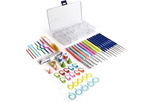 iGadgitz Home U6961 - Juego de Ganchillos de Crochet Kit de 52 Set Agujas Crochet de 2,5 mm a 6 mm, Accesorios de Tejido y Estuche Ganchillo de Transporte