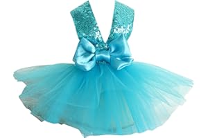 kiskick Vestido para Mascotas, Primavera Verano Vestidos Transpirables, Lentejuelas Lazo Grande Malla Empalme Transpirable Cuello en V Chihuahua Yorkshire Perro Princesa Vestido Verano Ropa para masc