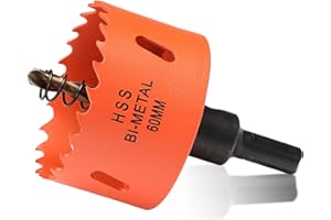 ITOOLFIRM Scie Cloche Bi-Métal 60 mm pour Bois et Métal - Couronne de Forage Ronde, Profondeur de Coupe 35 mm - Compatible Acier, Fonte, Aluminium, Cloison Sèche, Contreplaqué et Acrylique