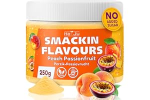 ‎HE-JU He-Ju Flavour Pulver Peach Passionfruit 250g vegan, Pfirsich Maracuja Geschmackspulver zum Süßen fast ohne Kalorien