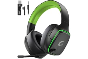Gvyugke Gaming Headset Wireless, PS5 Headset für PS4, PC, Switch, Kopfhörer Kabellos Bluetooth 5.3, 2.4GHz Wireless Headset mit Mikrofon, 7.1 Surround Sound, 70 Stunden, RGB Lichter