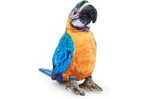 Zappi Co Dziecięce miękkie, przytulne zwierzątko – idealny, miękki towarzysz zabaw dla dzieci w stylu z nadrukiem (długość 28 cm) (niebiesko-żółta ara papuga)