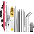 Ferraycle 12 Pcs Paracord FID Set Stainless Steel Knotter Tools Marlinspike Set Paracord Stitching Lacing Stitching Needles and Smoothing Tool Knotter Tools for Leather or Paracord Work (Red)