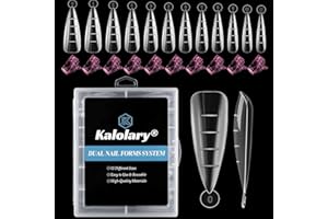 Kalolary 120PCS Nail Dual Forms Stiletto Shape Kits de moldes para uñas con 10PCS Extensión de dedo Clip Abrazadera Extensión UV LED Builder DIY Manicura para gel polivinílico (Rosa)