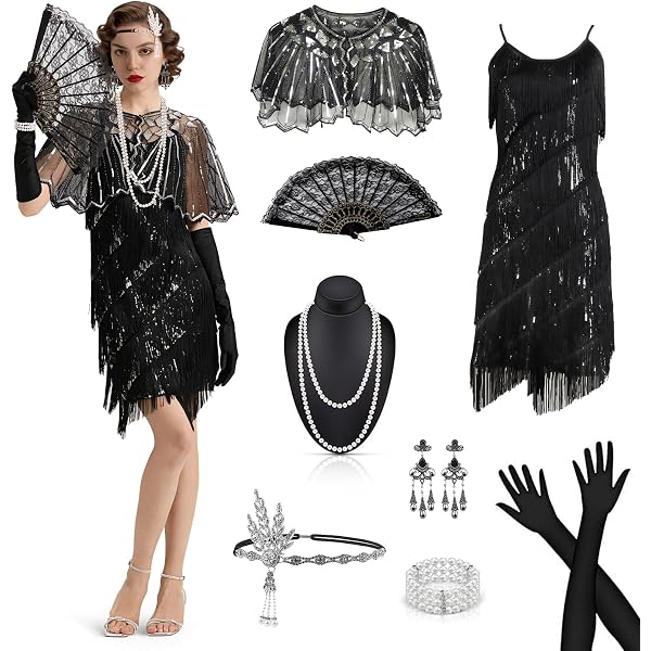 I Love Fancy Dress ILFD4610S Ladies Deluxe 1920S flapper abito con copricapo (Small