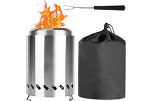 YYTECH Mini Brasero sans Fumée Foyer Portable de Table Brasero par des Granulés ou du Bois, Braseros Exterieur Foyer de Table avec Sac de Transport, Acier Inoxydable