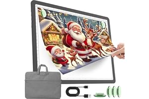 TOHETO Tavolo luminoso A4 con custodia per pittura con diamanti, scatola ricaricabile per disegnare, pad luce LED ricaricabile, piastra luminosa senza fili (nero)