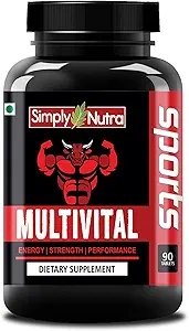 Simply Nutra Multivital MultiVitamin Sports with 60+ Nutrients - 90 Tablets (Vitamins, Minerals & Amino Acids) & Probiotics