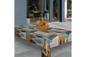 laro Wachstuch-Tischdecke Abwaschbar Garten-Tischdecke Wachstischdecke PVC Plastik-Tischdecken Eckig Meterware Wasserabweisend Abwischbar G03, Muster:Blätter Braun Blau Patchwork, Größe:140x160