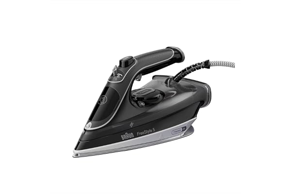Braun FreeStyle 5 SI 5188 BK, Fer à Repasser avec Semelle FreeGlide 3D, Vapeur Verticale, Vapeur en Rafale 220 g/min, Réservoir d'Eau de 330 ml, 2800 W, Noir