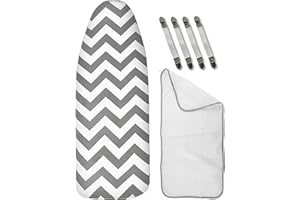 RIIJK Copriasse da Stiro Cotone Universale - Copertura Asse da Stiro con Imbottitura Speciale per una Facile Stiratura - Extra Panno Protettivo per Indumenti Delicati