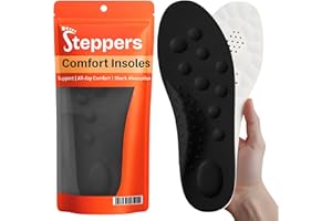 Original Steppers Insoles, 2025 4D Steppers Comfort Boosting Massage Insole, Memory Foam Thermal Insoles, Comfy Insole with Arch Support for Men and Women (Black, Medium (EU 41-42))
