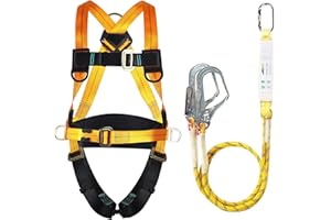 WingFly Fall Protection Harness, Fall Protection Safety Belt Set, Upgrade 5-Point Full Body Harness, with 2 Hooks, Fall Protection Safety Rope with Buffer and Adjustable D-Ring