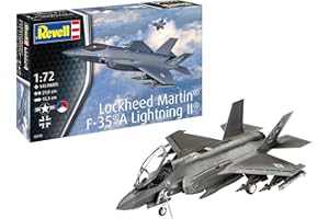 Revell Modellbausatz Lockheed Martin F-35A Lightning II – 1:72 Tarnkappenflugzeug, Detailgetreu, 3 Versionen, Waffenbestückung, JDAM, Paveway II, Modellbau für Militärflugzeug-Sammler