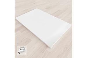 SANIVERRE BAYA Receveur de douche extra-plat aspect pierre ardoise Blanc 100 x 120 cm + bonde