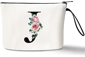 JEKUGOT Personalisierte Make-up-Taschen, Geburtstagsgeschenke für Frauen, Mütter, A-Z Personalisierte Geschenke für Frauen, einzigartige Freundschaftsgeschenke für Frauen, Braut-Kosmetiktasche (J)