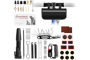 Hossom 40PCS Kit Riparazione per Bici, 16 in 1 Multitool Bici, Borsa con Striscia Riflettente, Carbon Steel Leva Gomme Bicicletta, Riparazione Pneumatici per MTB, Mini Pompa, MTB e Bici da Strada
