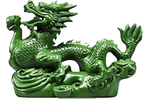 Yajexun Statua Del Drago Cinese Feng Shui | 10CM Statua In Legno Del Drago Mascotte Dello Zodiaco Cinese 2024, Mini Scultura Di Drago Intagliata A Mano In Legno, 2024 Anno Dei Doni Del Drago