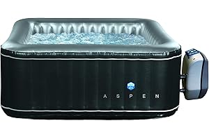 JUNG Aspen Whirlpool aufblasbar eckig, 4 Personen SPA Selbstaufblasend, beheizter Pool Outdoor & Indoor, 168x168cm, 110 Wellness Luftdüsen