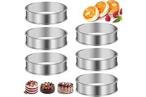 LUMINARYLAIR 6 Pièces Cercles à Tarte Double Roulés,8.5cm Anneaux Crumpet pour Muffins,Antiadhésif Cercle Patisserie,Cercle Tartelette en Acier Inoxydable,Cercle à Tarte Rond en Bord Roulé,pour Crêpes,Tartes