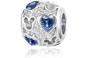 MiniJewelry Women Mouse Love Heart Green Purple Green Birthstones Bead Charm for Bracelets Necklaces Pendants fits Pandora Bracelets Family Christmas Birthday Daughter Sister