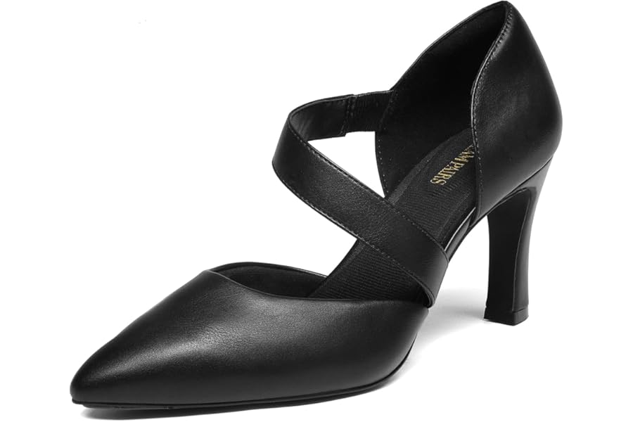 DREAM PAIRS Women's Classic High Heel Pumps with Toe Strap for Work Wedding Dance