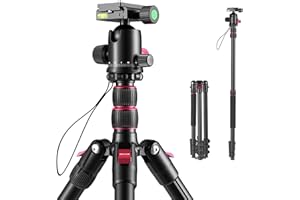 JIGERJS 200cm Trípode Cámara, Trípodes Compacto para Cámara movil de Aluminio con Monopie, Trípode de Viaje con Rótula de Bola 360° MAX Carga útil 10kg